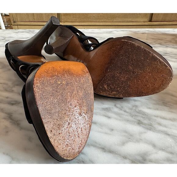 Yves Saint Laurent Velvet Sandals - Picture 4 of 4